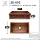 Mytilene Farmhouse Handmade Copper 36 in. 0-Hole Single Bowl Kitchen Sink with Floral Design Panel in Polished Antique Copper