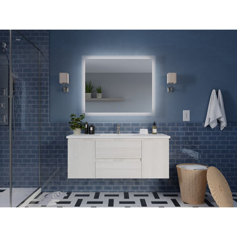 VT-MRCT48-WH - ANZZI ANZZI Conques 48 in W x 20 in H x 18 in D Bath Vanity in Rich White with Cultured Marble Vanity Top in White with White Basin & Mirror