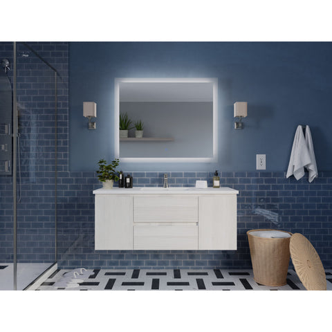 VT-MRCT48-WH - 48 in W x 20 in H x 18 in D Bath Vanity in Rich White with Cultured Marble Vanity Top in White with White Basin & Mirror