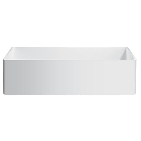 ANZZI Roine Farmhouse Reversible Apron Front Solid Surface 33 in. Single Basin Kitchen Sink in White