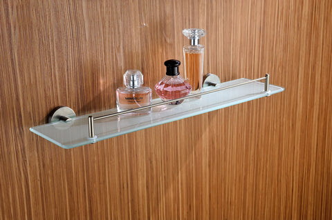 Caster Series Glass Shelf in Brushed Nickel