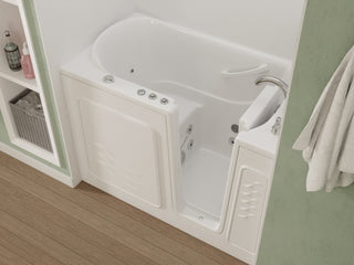 ANZZI Series 30 in. x 53 in. Right Drain Walk-In Whirlpool Tub with Fast Drain in White and Auto Flush Smart Bidet Toilet