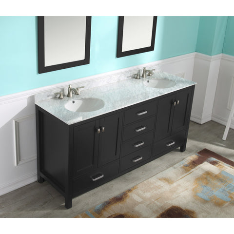 Chateau 72 in. W x 22 in. D Bathroom Vanity Set with Carrara Marble Top with White Sink