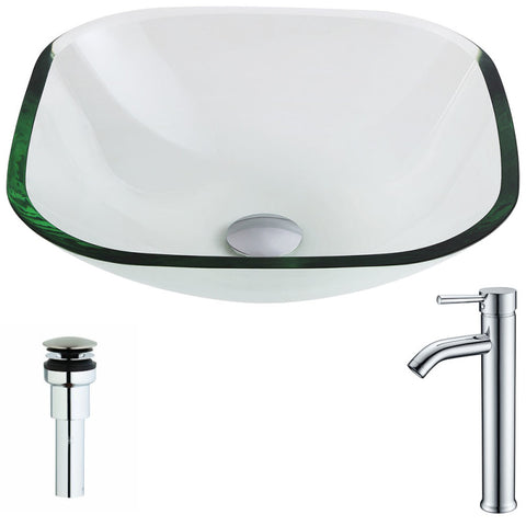 Cadenza Series Deco-Glass Vessel Sink with Fann Faucet