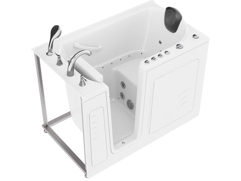 ANZZI 30 in. x 53 in. Left Drain Quick Fill Walk-In Whirlpool and Air Tub with Powered Fast Drain in White