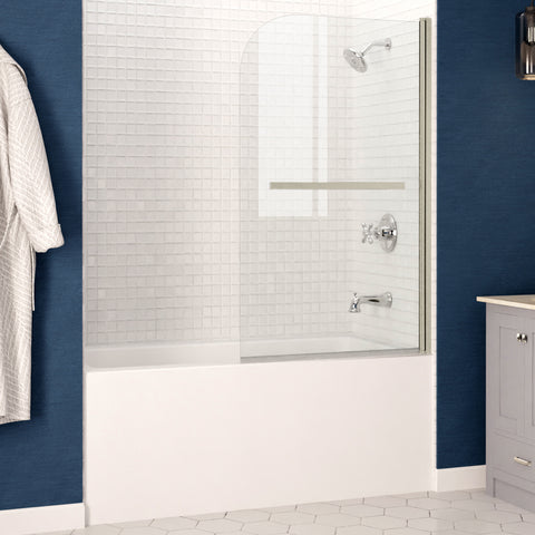 ANZZI 60 in. L x 30 in. W Right Drain Tub in White and 34 in. W x 58 in. H Frameless Tub Door in Brushed Nickel Finish