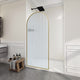 Ember Series 78 in. x 34 in. Framed Arch Fixed Shower Screen Door in Brushed Gold with 8mm Tempered Fluted Glass