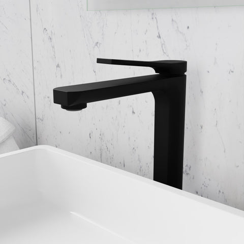 L-AZ901MB - ANZZI Single Handle Single Hole Bathroom Vessel Sink Faucet With Pop-up Drain in Matte Black