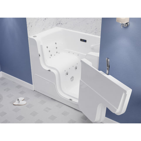 Right Drain FULLY LOADED Wheelchair Access Walk-in Tub with Air and Whirlpool Jets Hot Tub | Quick Fill Waterfall Tub Filler with 6 Setting Handheld Shower Sprayer | Including Aromatherapy, LED Lights, V-Shaped Back Jets, and Auto Drain | 2953WCRWD