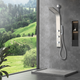 Cici Series 39 in. 2-Jetted Shower Tower with Heavy Rain Shower and Body Jets and Spray Wand in Brushed Nickel