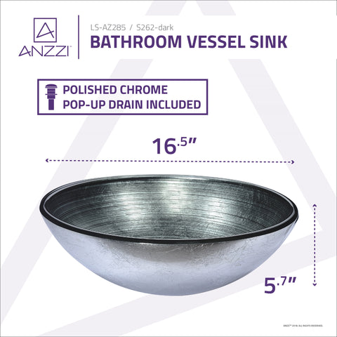 Gardena Series Deco-Glass Vessel Sink in Brushed Silver