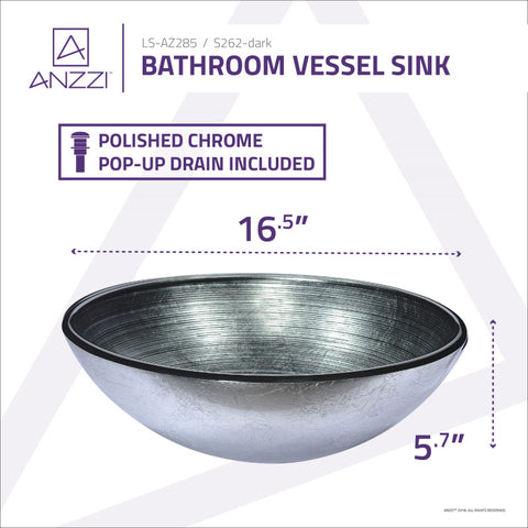 ANZZI Gardena Series Deco-Glass Vessel Sink in Brushed Silver