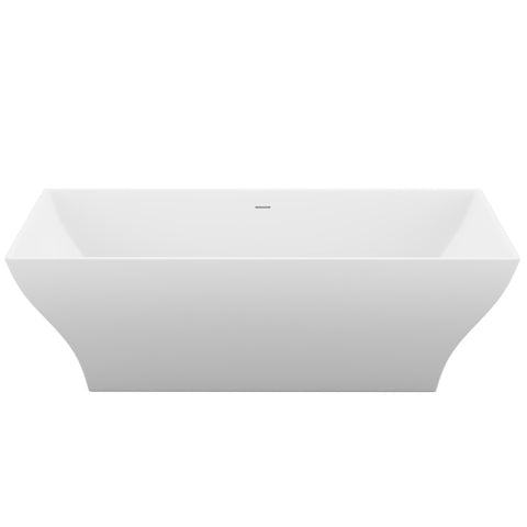 ANZZI Crema 5.9 ft. Solid Surface Center Drain Freestanding Bathtub in Matte White