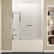 60 in. L x 30 in. W x 79 in. H Right Drain White Rectangular Tub with Frameless Tub Door in Polished Chrome Finish