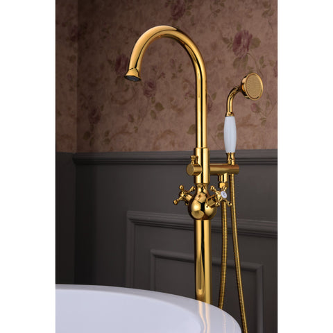 Bridal 3-Handle Claw Foot Tub Faucet with Hand Shower