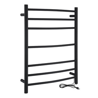 TW-AZ027MBK - ANZZI Gown Series 7-Bar Wall Mounted Electric Plug-In Bathroom Towel Warmer Rack in Matte Black Finish Stainless Steel