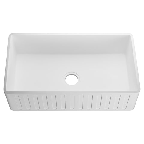 Roine Farmhouse Reversible Apron Front Solid Surface 36 in. Single Basin Kitchen Sink
