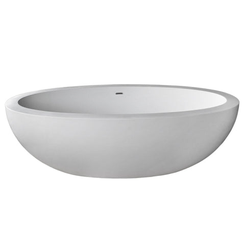 ANZZI Lusso 6.3 ft. Solid Surface Classic Soaking Bathtub in Matte White and Kros Faucet in Chrome