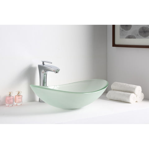LS-AZ8128 - ANZZI Craft Series Deco-Glass Vessel Sink in Lustrous Frosted