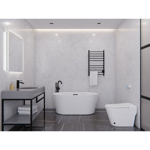 FT-AZ098-59 - ANZZI Chand 59 in. Acrylic Flatbottom Freestanding Bathtub in White