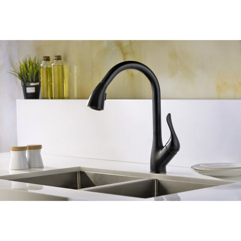 KF-AZ031ORB - ANZZI Accent Series Single-Handle Pull-Down Sprayer Kitchen Faucet in Oil Rubbed Bronze