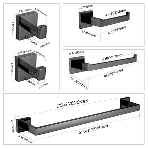 ANZZI 5-Piece Matte Black Bathroom Accessories Set