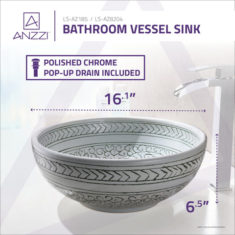 ANZZI Cadence Series Vessel Sink in Décor White