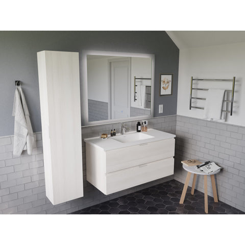 ANZZI 39 in. W x 20 in. H x 18 in. D Bath Vanity Set with Vanity Top in White with White Basin and Mirror