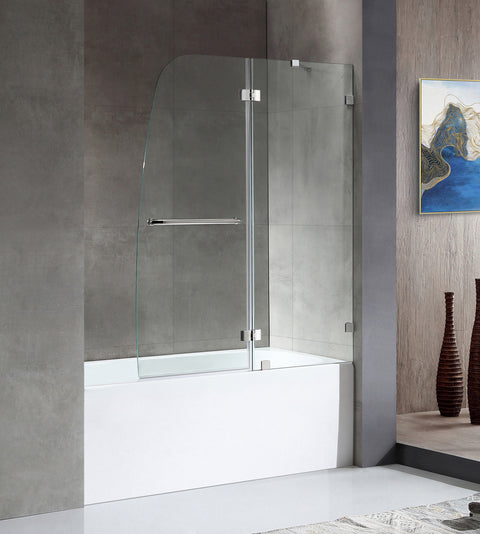 ANZZI 60 in. L x 30 in. W x 79 in. H Right Drain White Rectangular Tub with Frameless Hinged Tub Door in Polished Chrome