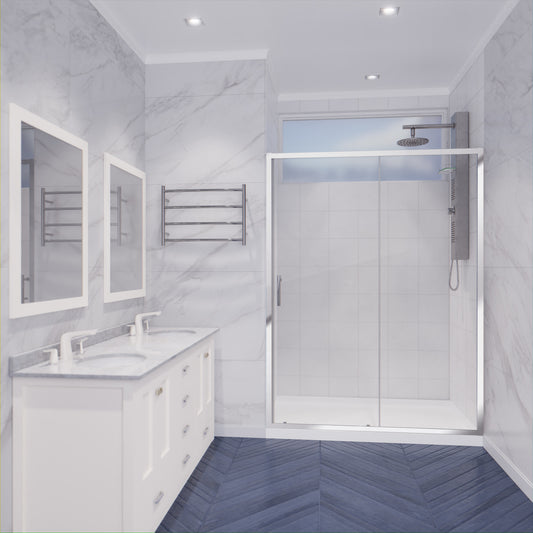 48 in. x 72 in. Framed Shower Door with TSUNAMI GUARD in Polished Chrome