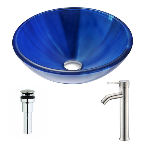Meno Series Deco-Glass Vessel Sink with Fann Faucet