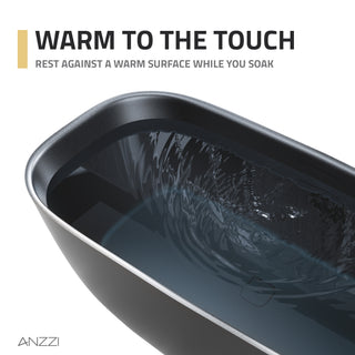 67 in. x 32 in. Rectangle Freestanding Stone Resin Deep Soaking Flat-Bottom Bathtub with Center Drain