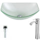 LSAZ085-095B - ANZZI Pendant Series Deco-Glass Vessel Sink in Lustrous Frosted with Harmony Faucet in Brushed Nickel