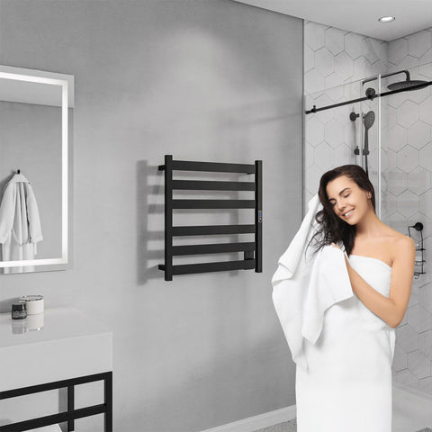 TW-AZ023MBK - ANZZI Note Series 6-Bar Stainless Steel Wall Mounted Towel Warmer in Matte Black