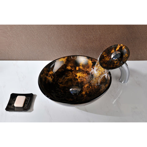 ANZZI Timbre Series Deco-Glass Vessel Sink Waterfall Faucet