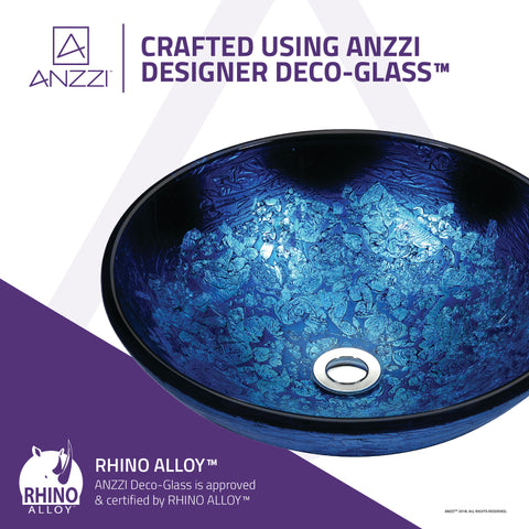 Tara Series Deco-Glass Vessel Sink in Blue Blaze