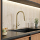 Modern Touchless Satin Brass Pull-Down Kitchen Faucet
