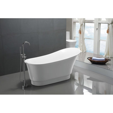 FT-AZ095-R - ANZZI 67 in. Acrylic Flatbottom Non-Whirlpool Bathtub in White