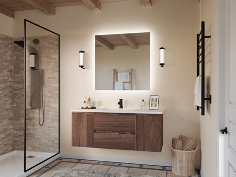 ANZZI 48 in W x 20 in H x 18 in D Bath Vanity with Cultured Marble Vanity Top in White with White Basin & Mirror