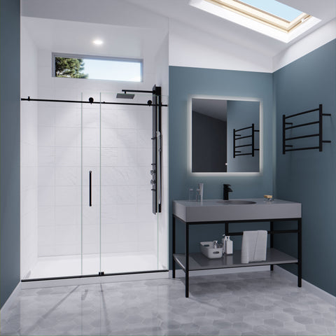 ANZZI Leon Series 60 in. by 76 in. Frameless Sliding Shower Door with Handle