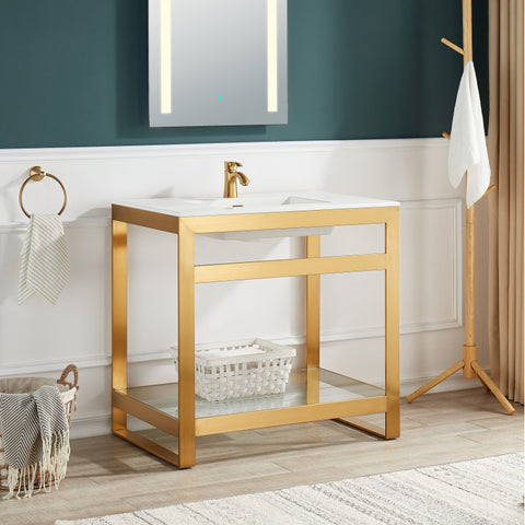 CS-FRKDGL00BG - ANZZI Orchard 36 in. Console Sink Frame in Brushed Gold