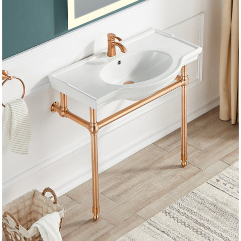 CS-FGC003-RG - ANZZI Viola 34.5 in. Console Sink in Rose Gold with Ceramic Counter Top