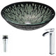 LSAZ043-097 - ANZZI Bravo Series Deco-Glass Vessel Sink in Lustrous Black with Key Faucet in Polished Chrome