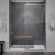 Two Person 35 in. Teak Wood Wall Mounted Folder Shower Seat in Chrome Trim