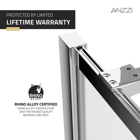 Himmel Series 34 in. x 78 in. Fixed Frameless Shower Door in Polished Chrome with Tsunami Guard Tempered Clear Glass