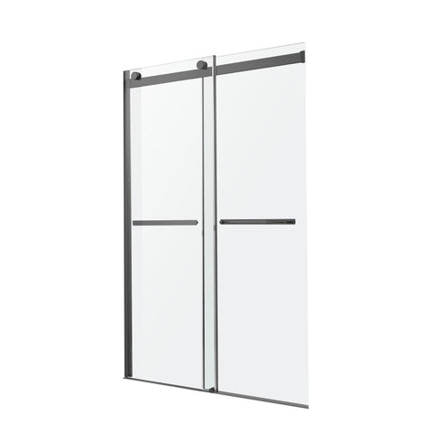 SD-FRLS05802MB - ANZZI Kahn Series 60 in. x 76 in. H Sliding Frameless Shower Door in Matte Black with Tsunami Guard Tempered Clear Glass