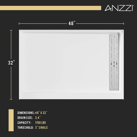 Stellar Series Sliding Frameless Shower Door  with Alcove Shower Base