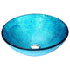 Accent Series Deco-Glass Vessel Sink in Blue Ice with Crown Faucet in Chrome