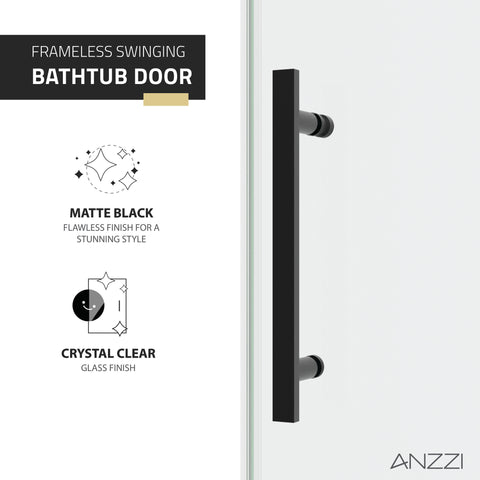 ANZZI Longboat Series 60 in. x 76 in. Semi-Frameless Shower Door with TSUNAMI GUARD