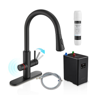 ANZZI Sunset 4-in-1 Faucet: Cold, Filtered, Instant Hot & Boiling Water Dispenser, Pull-Out Sprayer, Digital Tank Control, ETL Certified